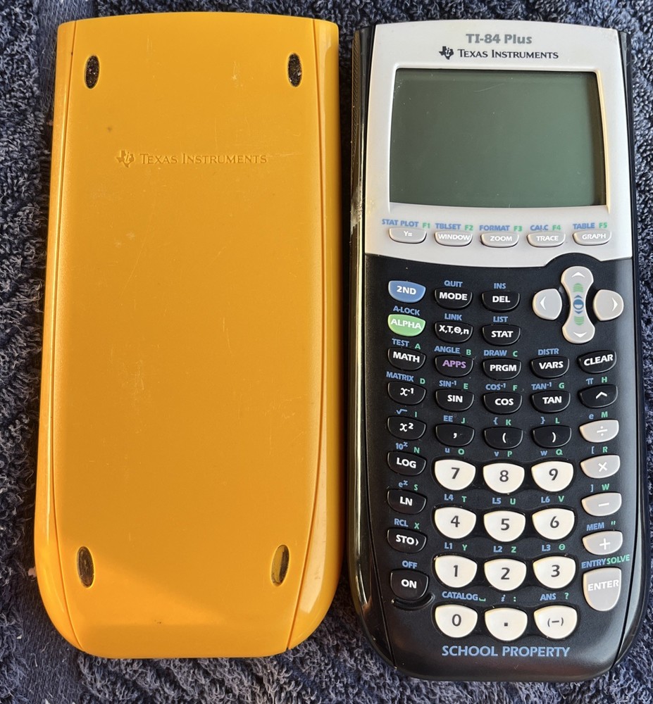 Texas Instruments TI-84 Plus Black Yellow Graphing Calculator TESTED
