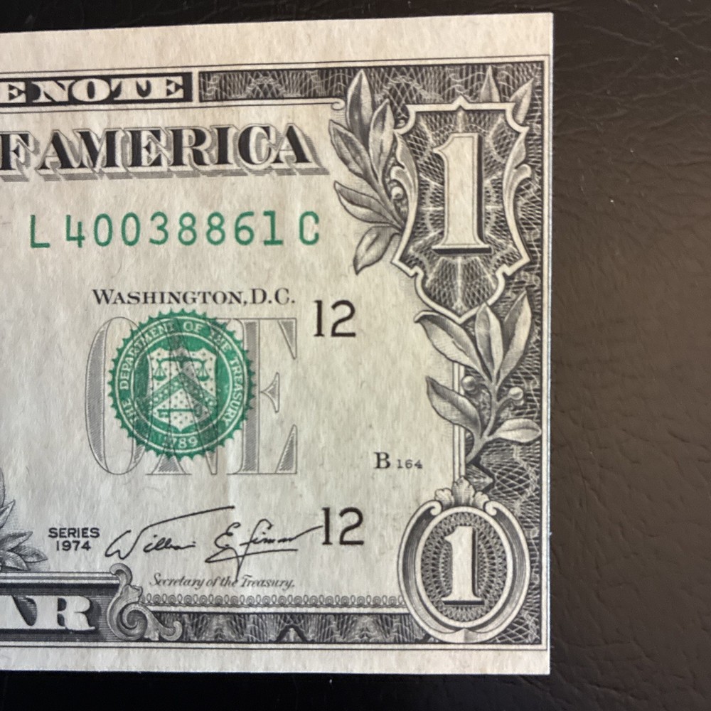 1974 $1 Dollar Bill-Cutting Error & Misaligned