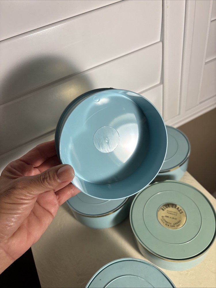 5 Five Elizabeth Arden Blue Grass Dusting Powder Empty Container 1934 Plastic