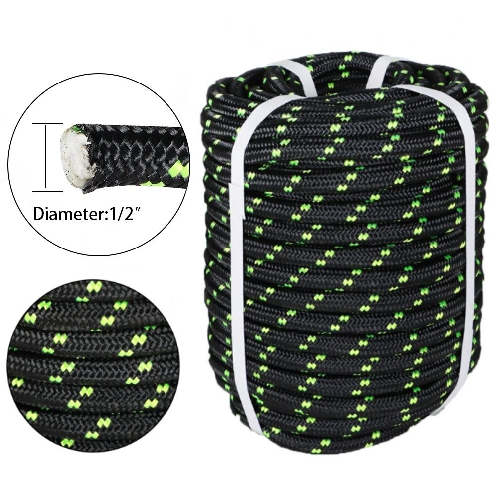 1/2Inch Diameter Bull Rope Double Braid Polyester Rope 6180Lbs Breaking Strength
