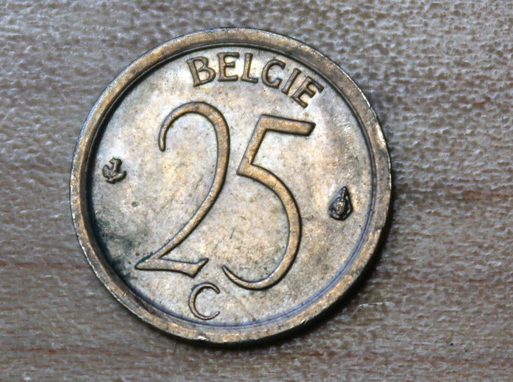 1968 Belgium 25 Centimes Dutch text
