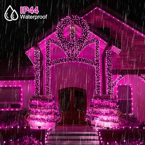 300 LED Valentine's Day Lights, 99 FT Connectable 8 Twinkle Modes String Pink