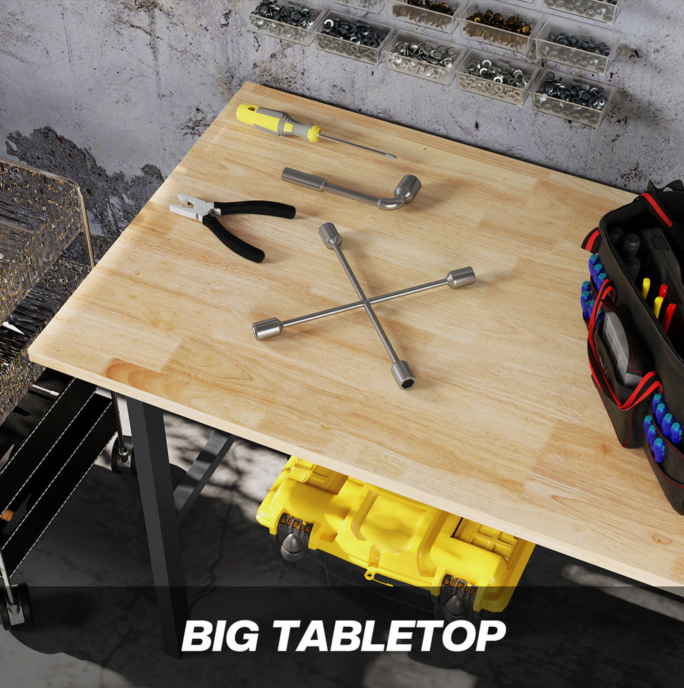 Heavy Duty Workbench with Pegboard Drawer Multi-Purpose Tool Storage Work Table
