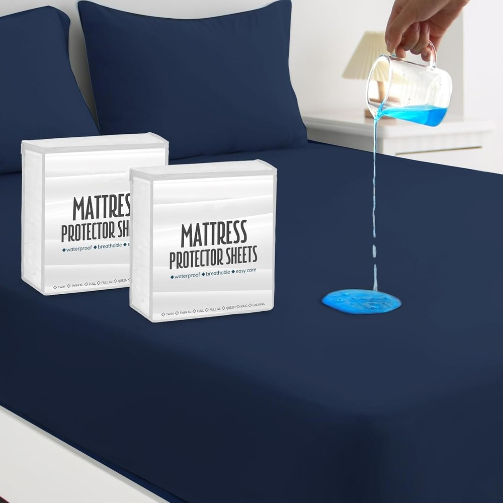 Deep Pocket Bed Fitted Sheet Waterproof Soft Mattress Protector Cover 2 Pack