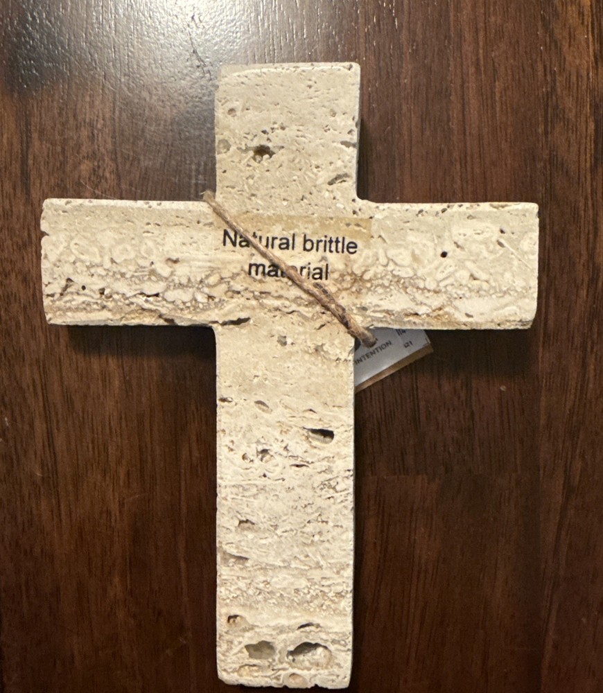 Mud Pie Cream Travertine Cross