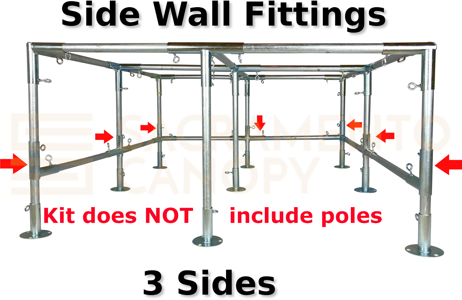 20' Wide Flat Roof Canopy Fittings Kits, DIY Metal 1" EMT Carport Frame Parts