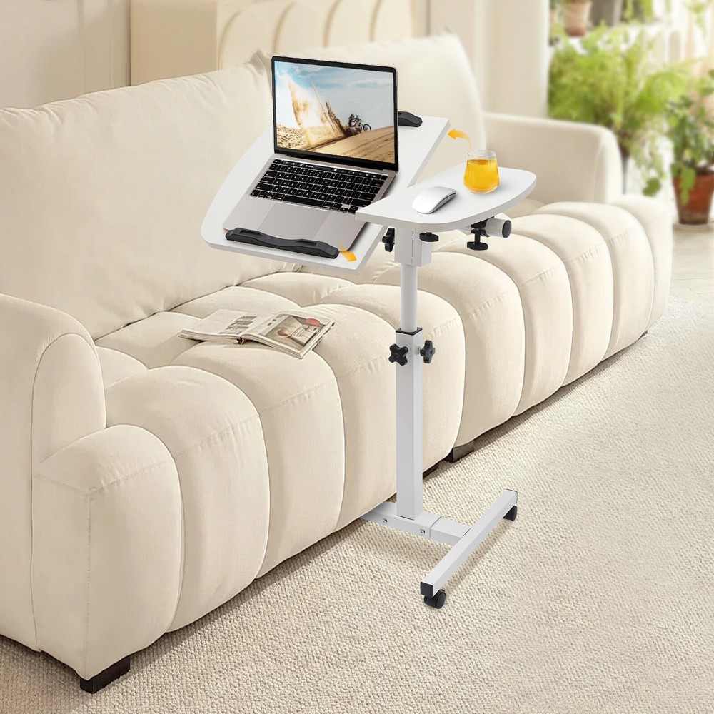 Office Laptop Desk Rolling Table Computer Mobile Stand Adjustable Portable NEW