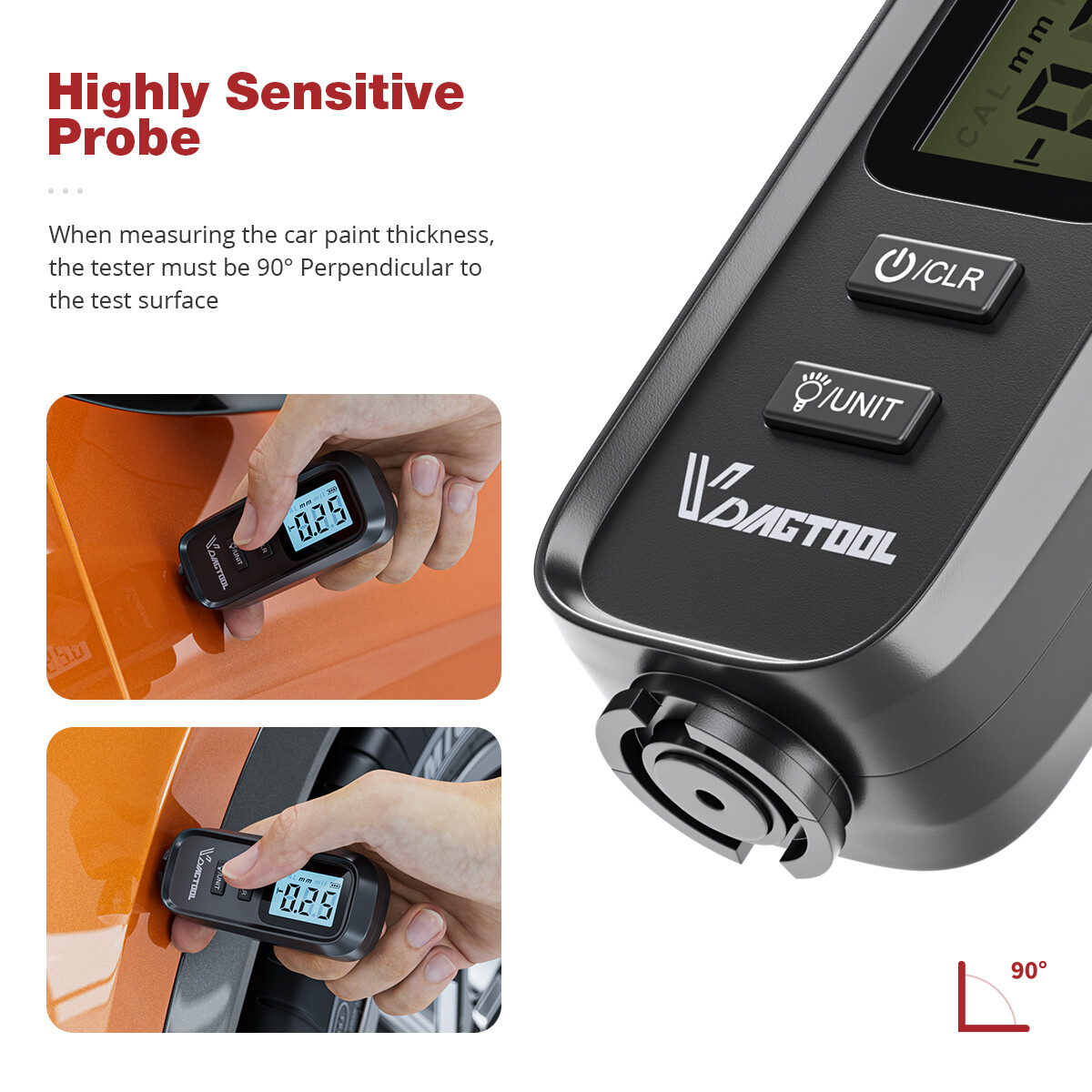 Digital Car Coating Paint Thickness Gauge Meter Tester Painting Measurement LCD