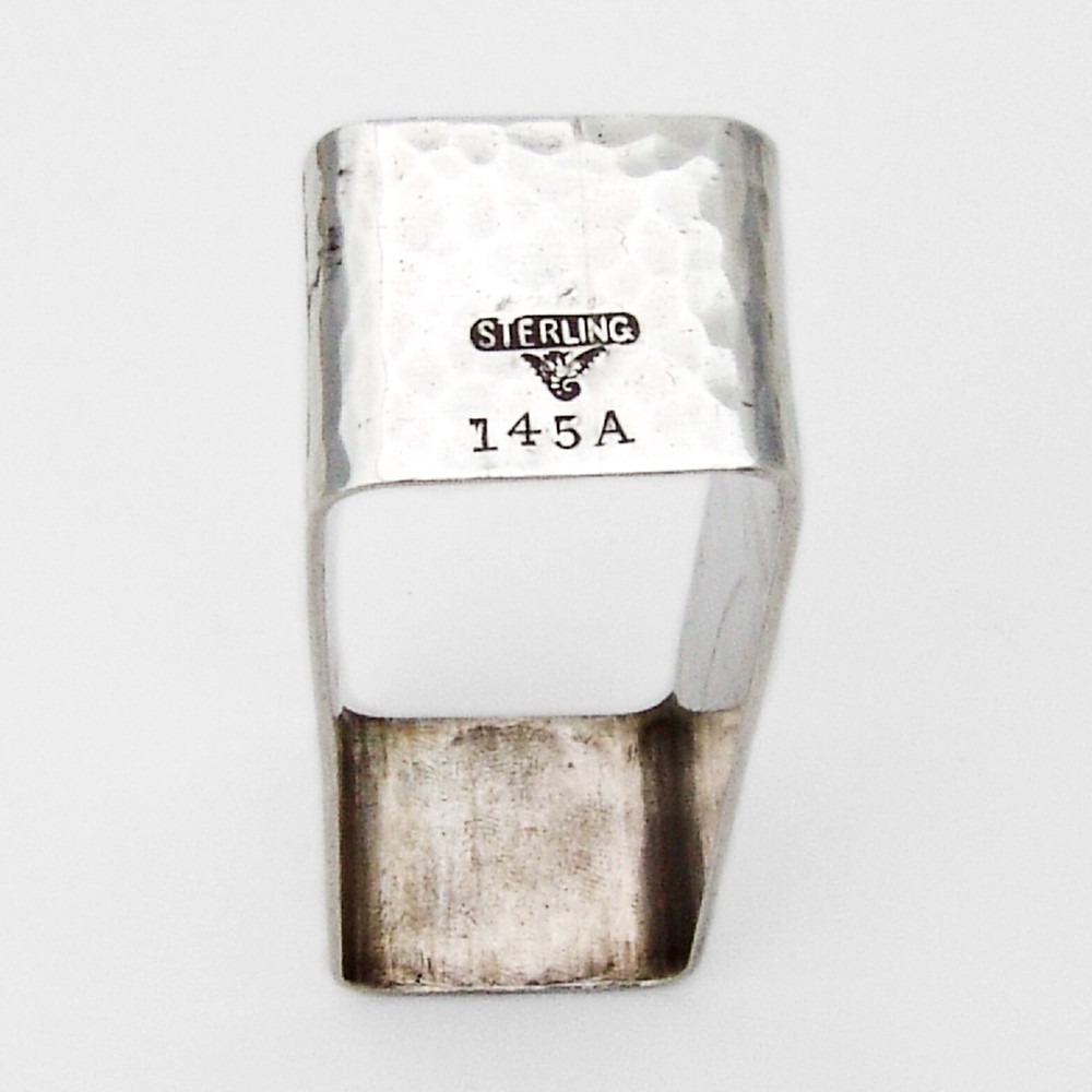Arts And Crafts Rectangular Napkin Ring Hammered Sterling Silver