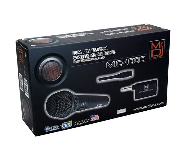 MR DJ MIC1000 Dual Function Wireless/Wired Black Handheld Microphone System
