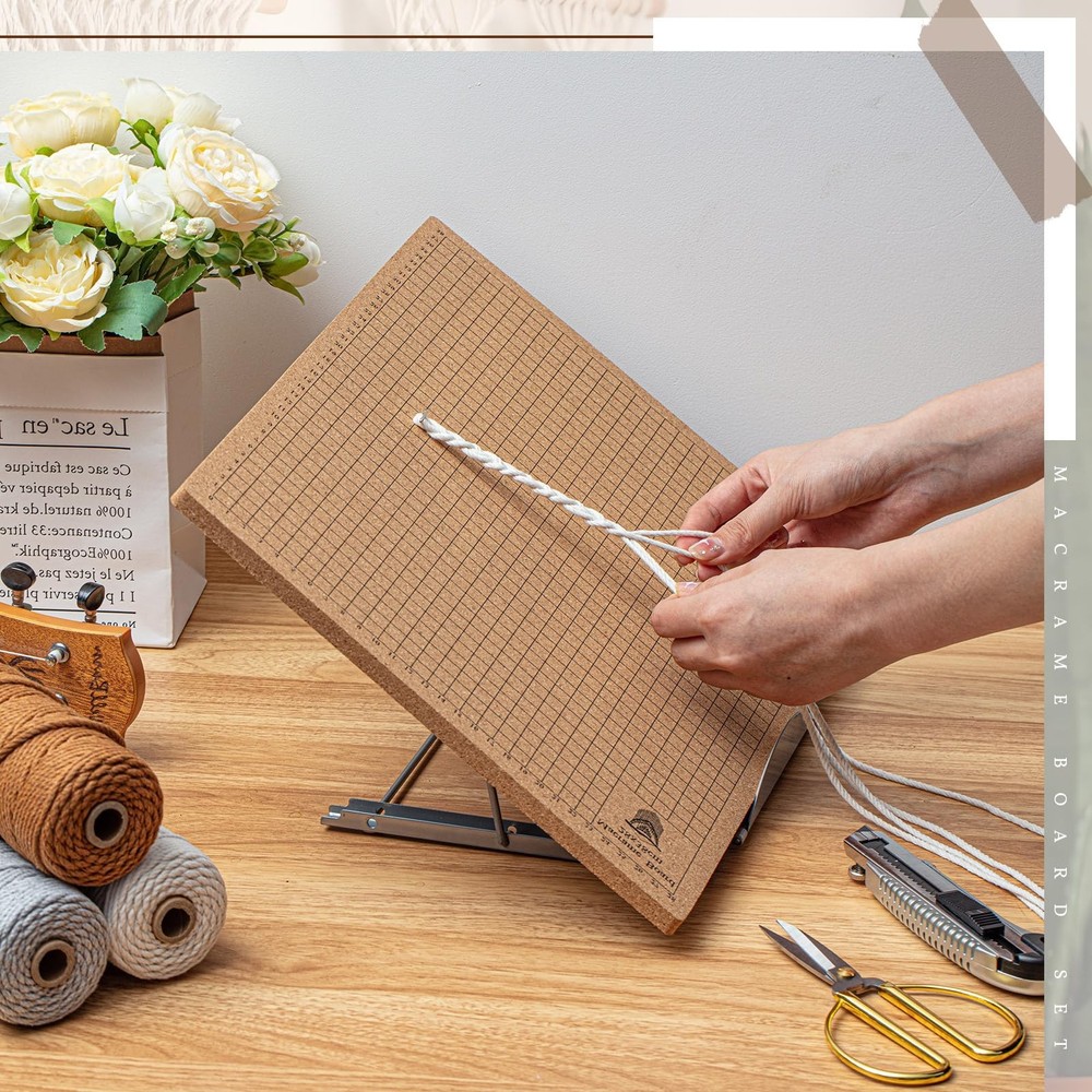 108 Pcs Macrame Supplies Include Macrame Board Metal Adjustable Holder with 1...