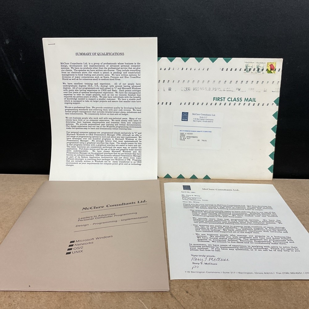 McClure Consultants Ltd. Advanced PC Programming Vintage Software Information