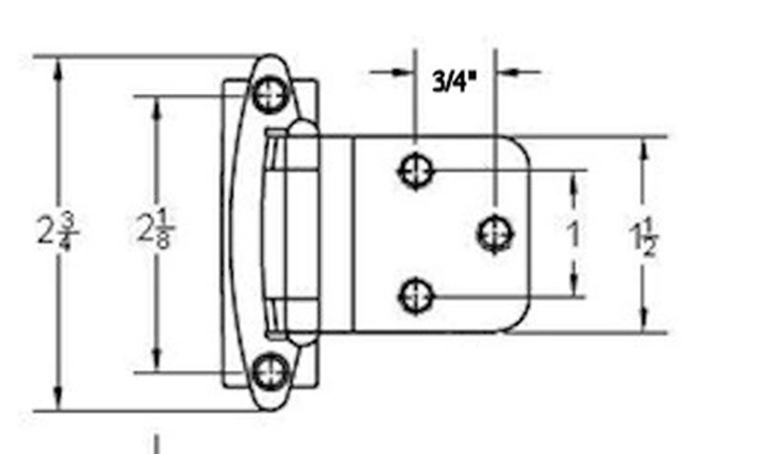 Pair 3/8" Inset/Offset Copper Self Closing Hinges L-H0104AC-SR-O
