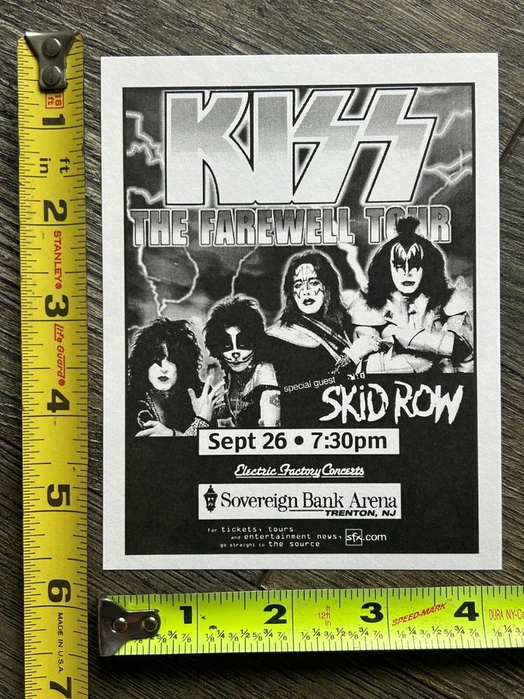 KISS Handbill Concert Ad Flyer Farewell Tour Trenton NJ Sep 26 2000 Vintage Kiss