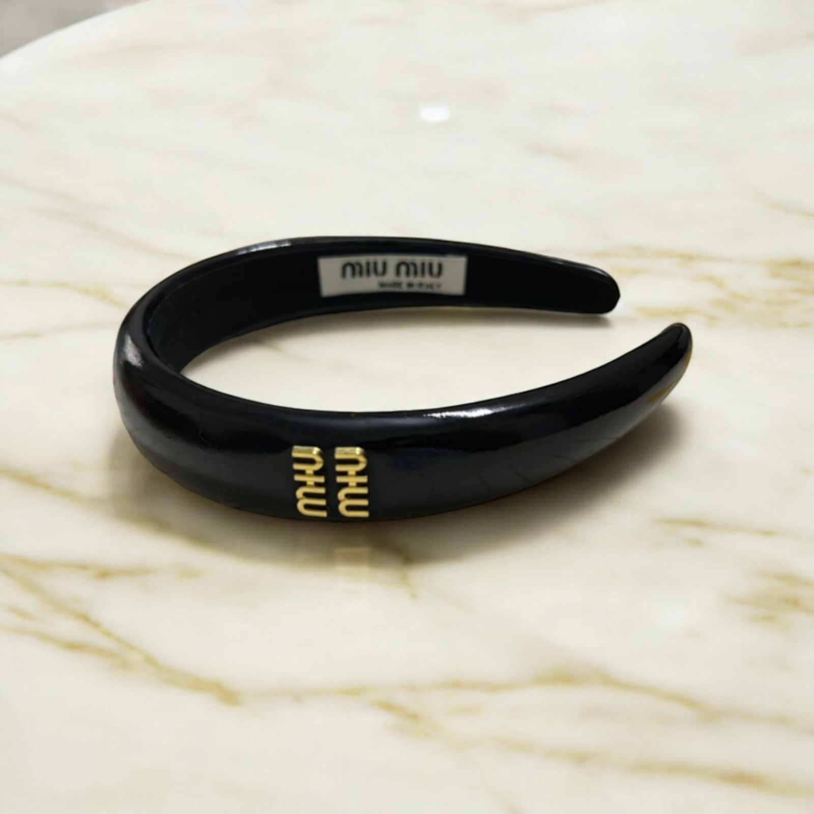 MIUMIU new sweet letters handmade hair band black headband
