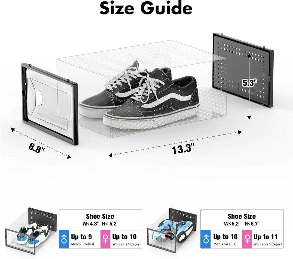 Shoe Storage Box, 15 Pack Clear Plastic Stackable Shoe Organizer for Closet, Int