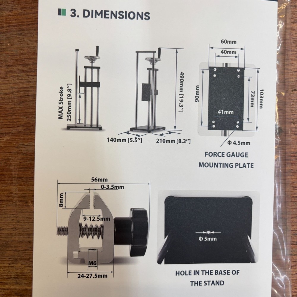 Force Gauge Stand Manual Force Test Stand, Hand Wheel