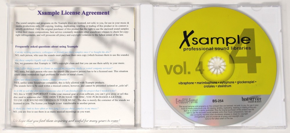 Best Service Xsample Volume 4 E-Mu Format Sample/Sound Library/Sampling CD