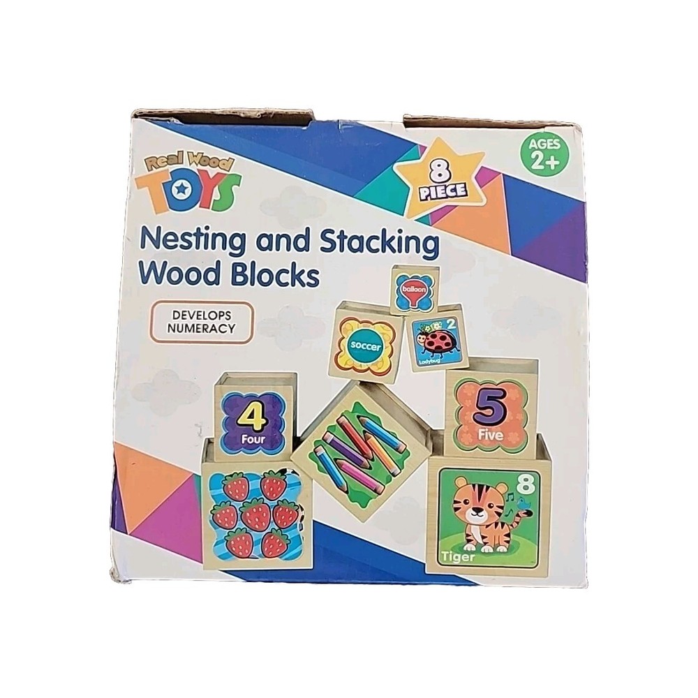 Real Wood Toys Nesting And Stacking Wood Blocks Develops Numeracy Sealed