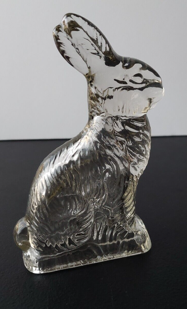 RABBIT / HARE SHAPE GLASS CANDY CONTAINER. J.H MILLSTEIN CO.