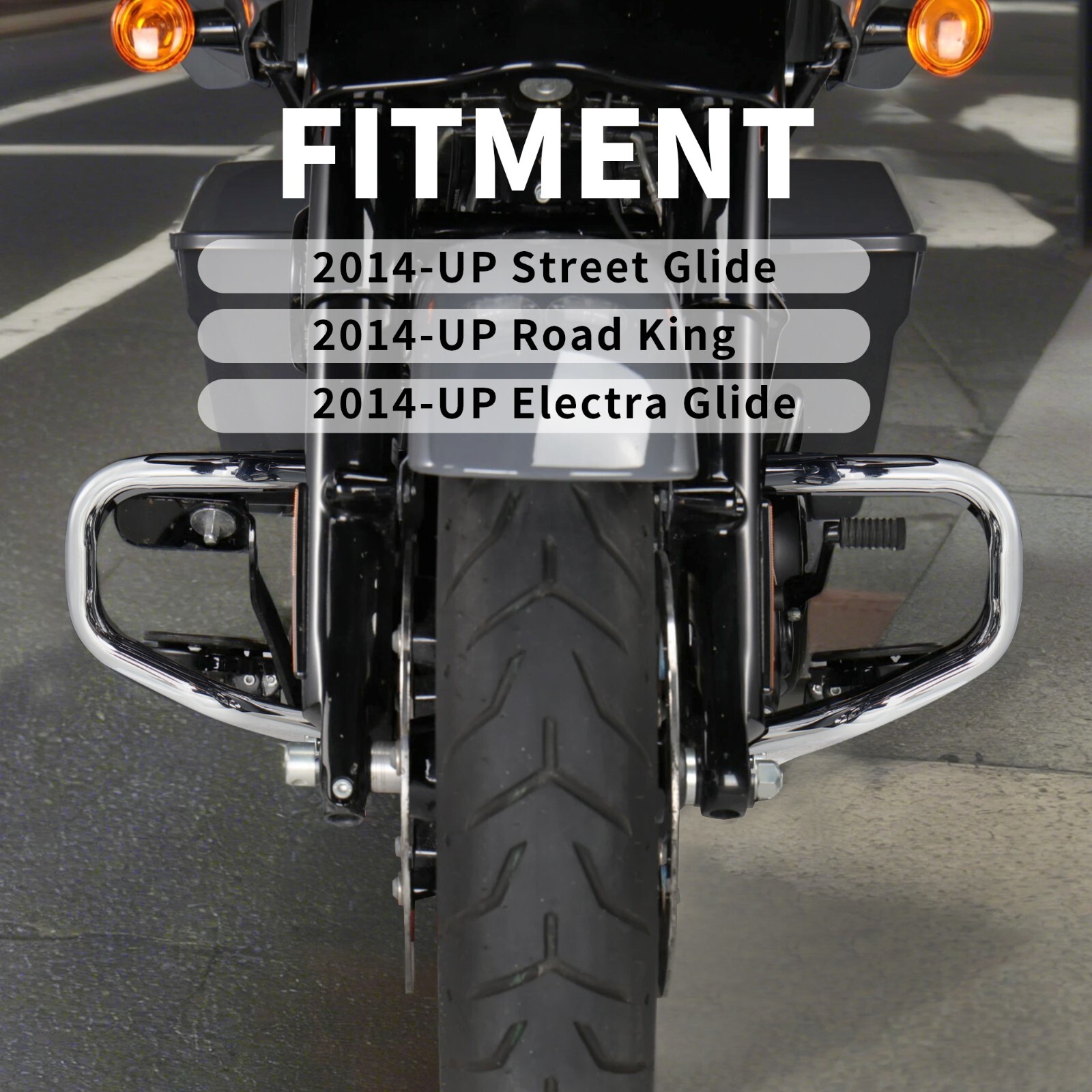 Touring Engine Guard Crash Bar for 2014-Later Harley Street Glide Silver