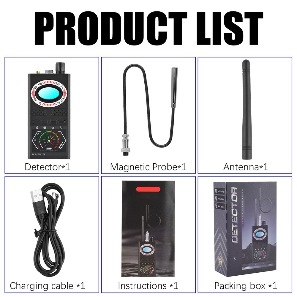 Anti-Spy Camera Wireless RF Detector GSM GPS BUG Tracker Finder Scanner Device