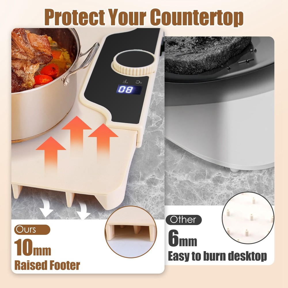 Electric Food Warming Tray Adjustable Temperature Timer Portable Heating Mat