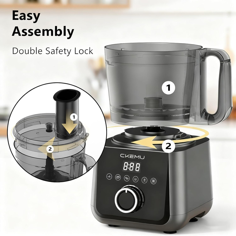 SMART FOOD PROCESSOR AND VEGETABLE CHOPPER, 12 CUP BOWL 6 FUNCTION