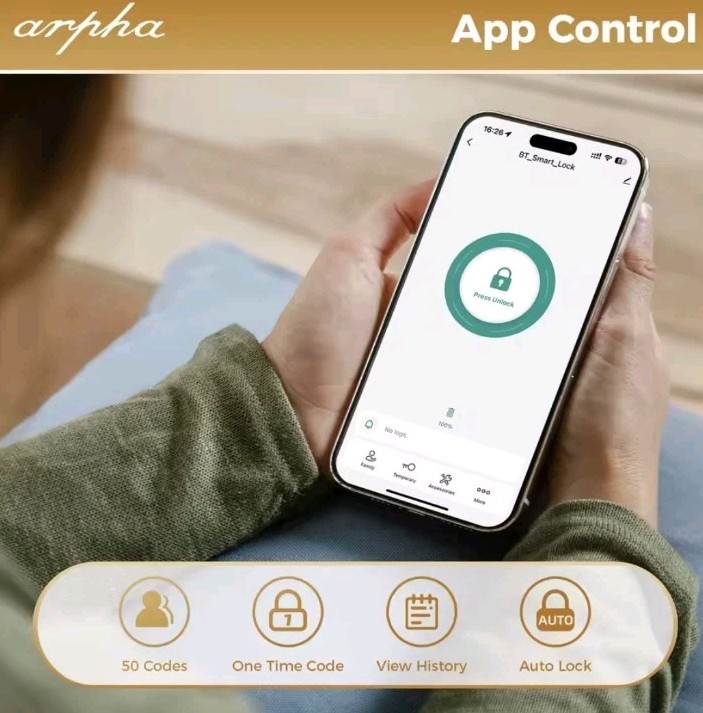 Arpha Smart Lock D601 Fingerprint Keyless Deadbolt Lock Multiple Entry Method