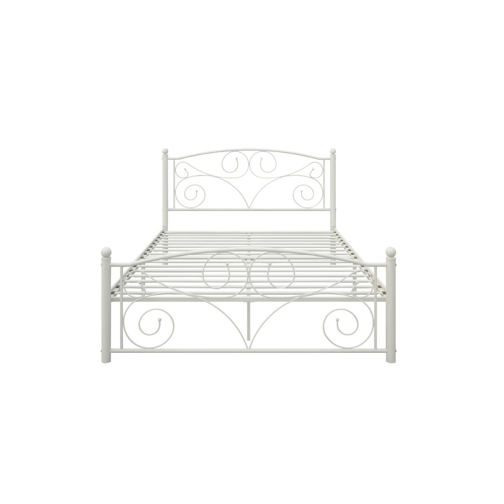 Full Size Bed Frame Metal Platform Bed Frame Sturdy Slat Support White US