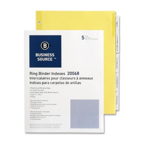 Business Source BSN20068 Ring Binder Index Divider 5 Tab Buff