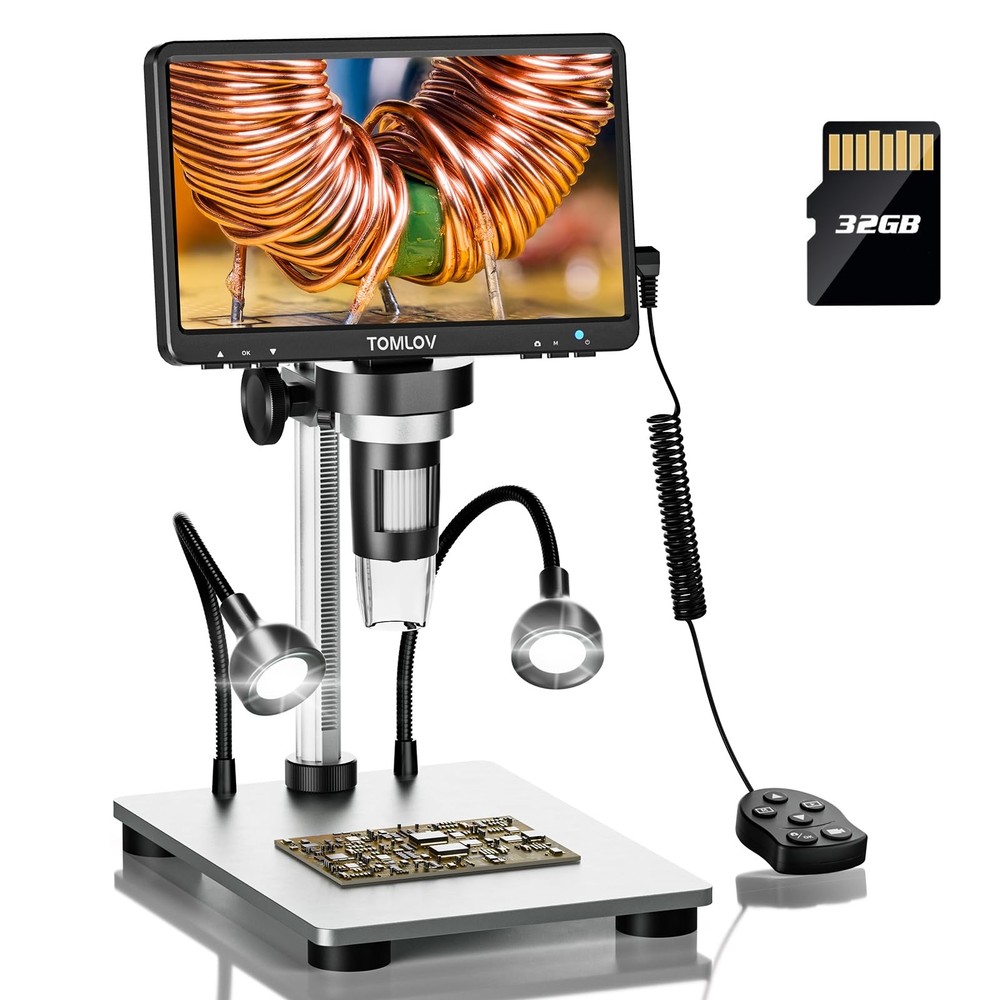 TOMLOV DM9 7" Digital Microscope: 1080P 1200X Coin Microscope 7", Silver