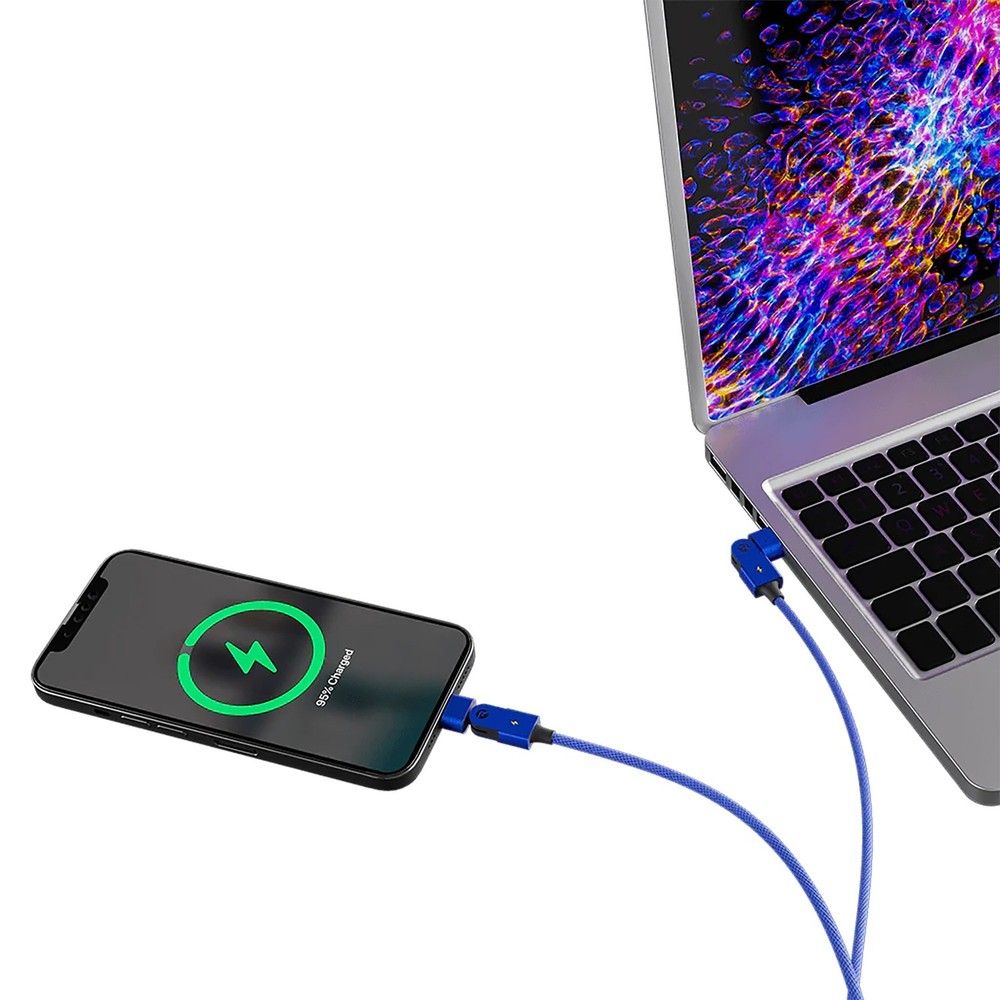 Raycon® Magic Spin 100Watt USB-C® to USB-C® Charge and Sync Cable 3.3 Ft.- Blue