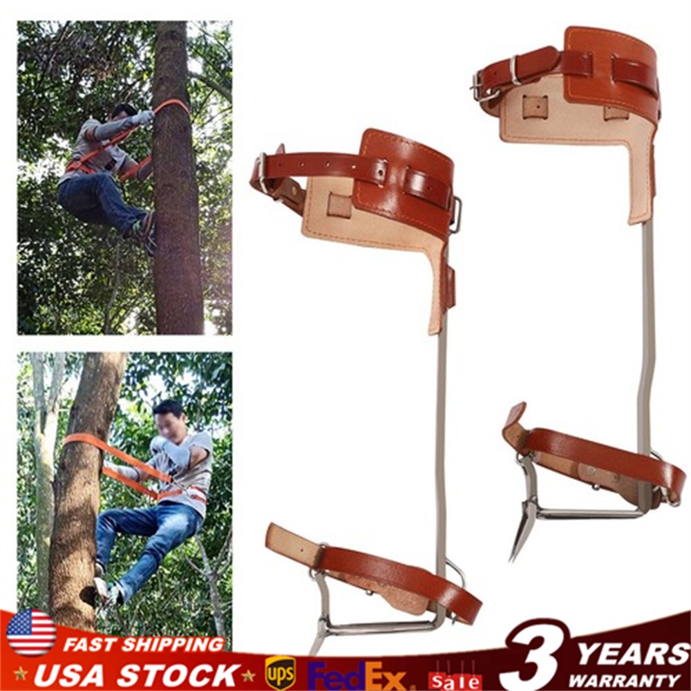 Adjustable Tree Climbing Spike Set Pole Climbing Spurs Tool Climber Strap Gaffs