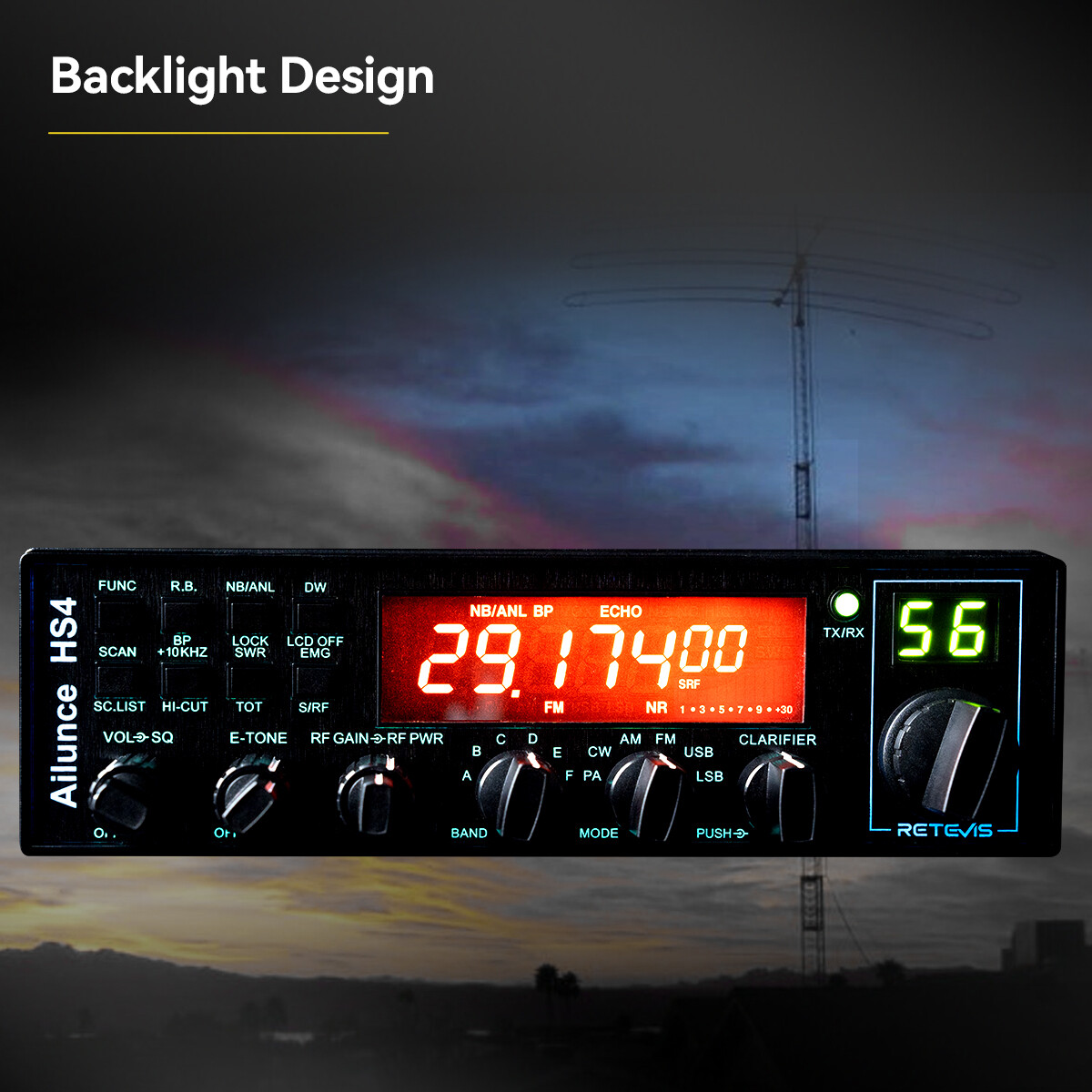 Retevis Ailunce HS4 10 Meter Ham Radio 28.00MHz-29.70MHz PA、CW、AM、FM、USB、LSB