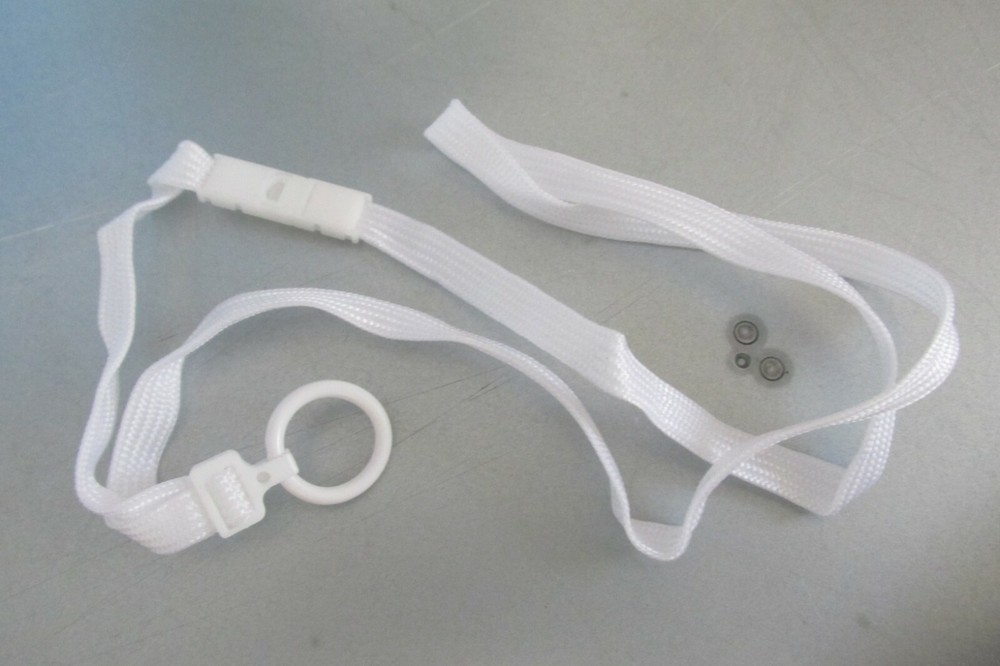 Qty. 25-BRADY WHITE 3/8'' FLAT Lanyards BREAKAWAY PLASTIC SPLIT RING 2137-3658