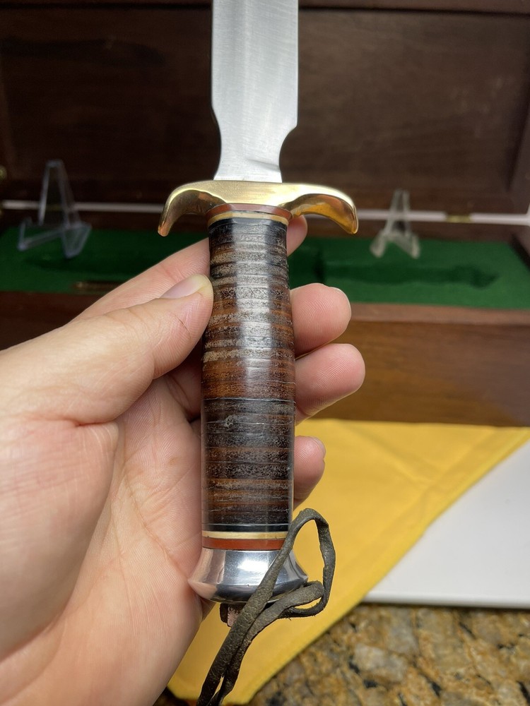 RANDALL Springfield model 1 FIGHTING KNIFE 1943-1944 Leather handle nice