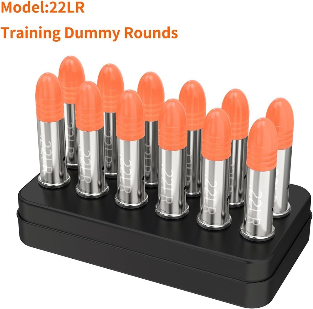 22LR Snap Caps Training Dummy Rounds Practice Safe Loading,Orange, 12PK