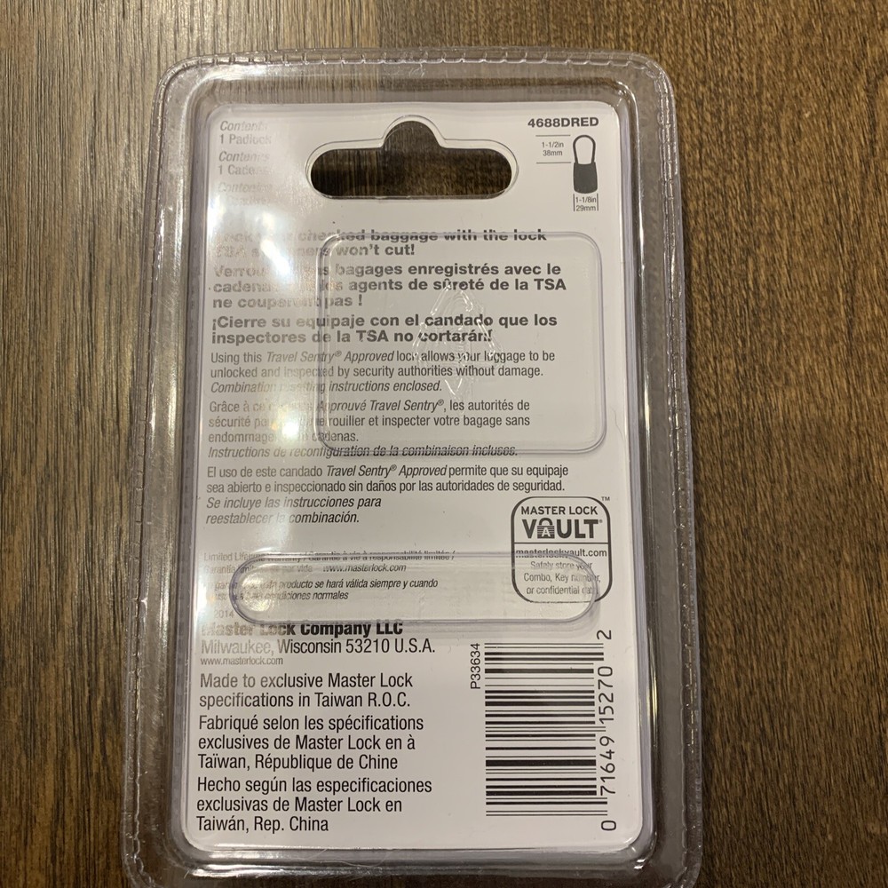 MASTER LOCK 4688DRED Combination Padlock,1 2/3 in,Oval,Red