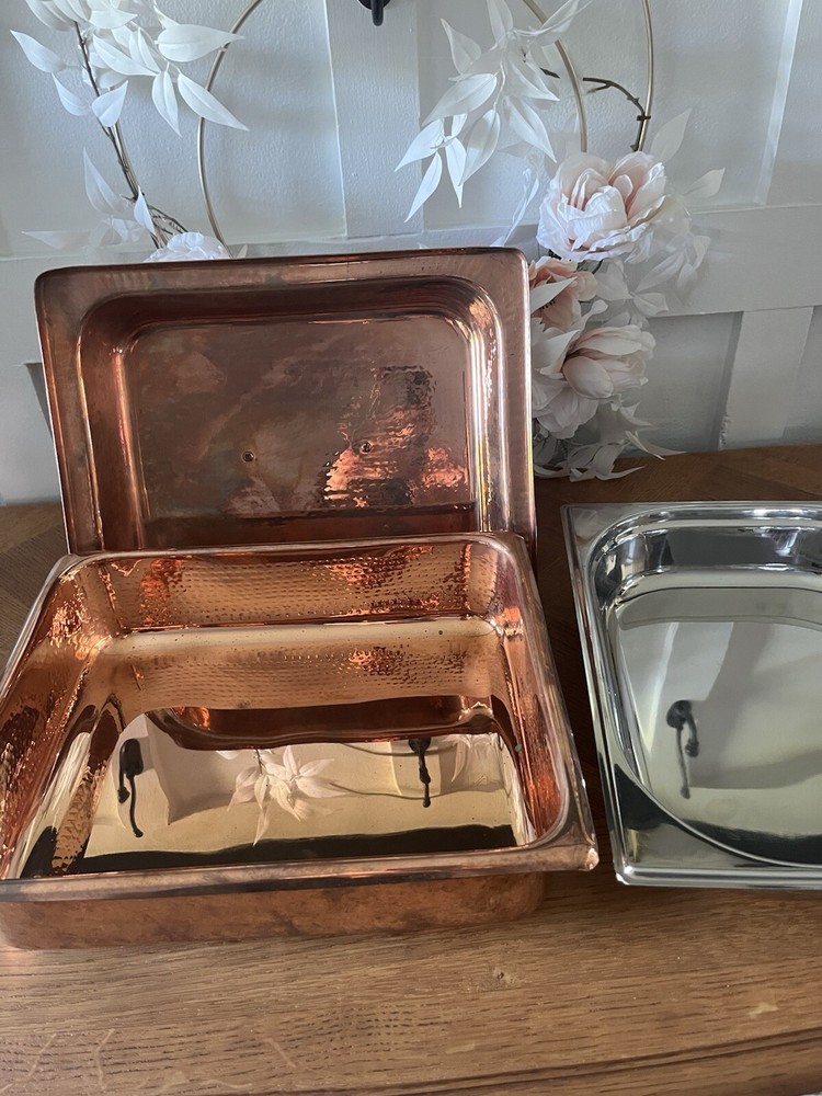 Hammered Copper Large Chafing Dish By Warwick