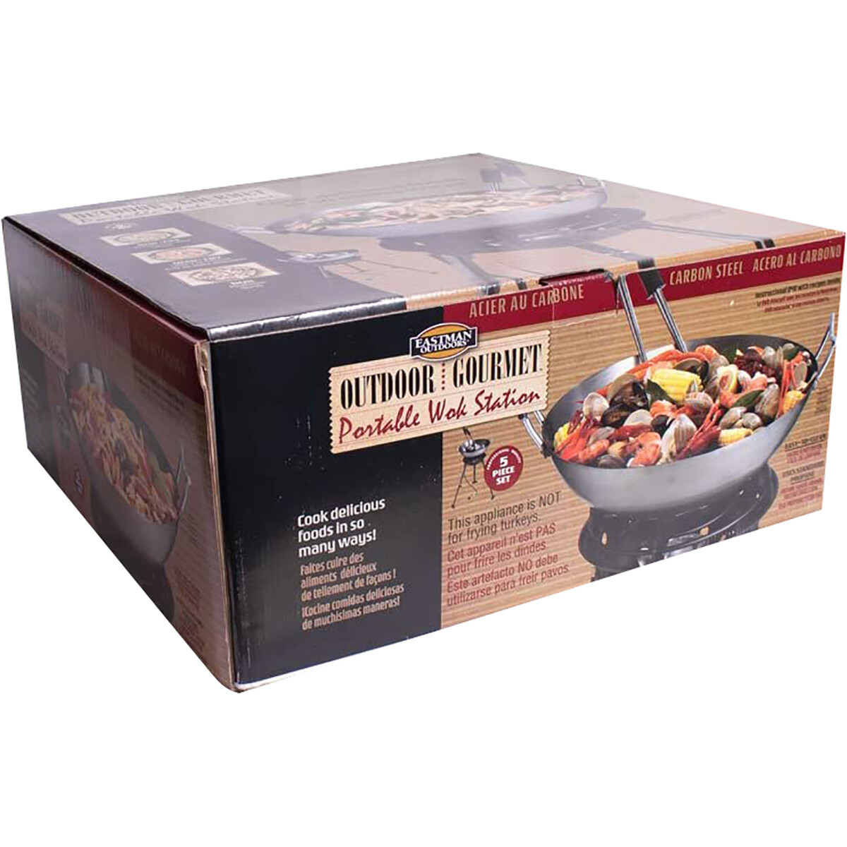 Eastman Outdoors 22" Carbon Steel Wok Kit with Big Kahuna Burner
