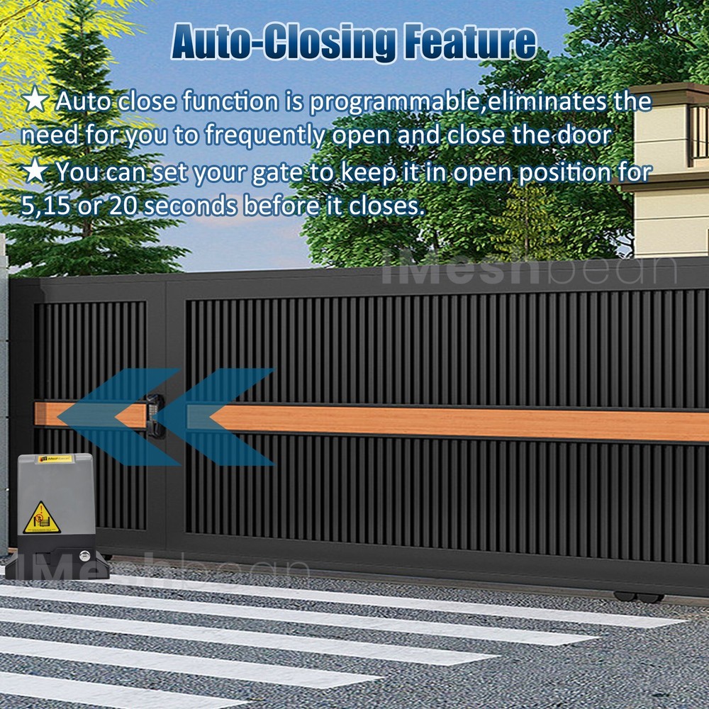 3100LBS Automatic Sliding Gate Opener Rack Driven APP+Keypad+4 Remote Controls