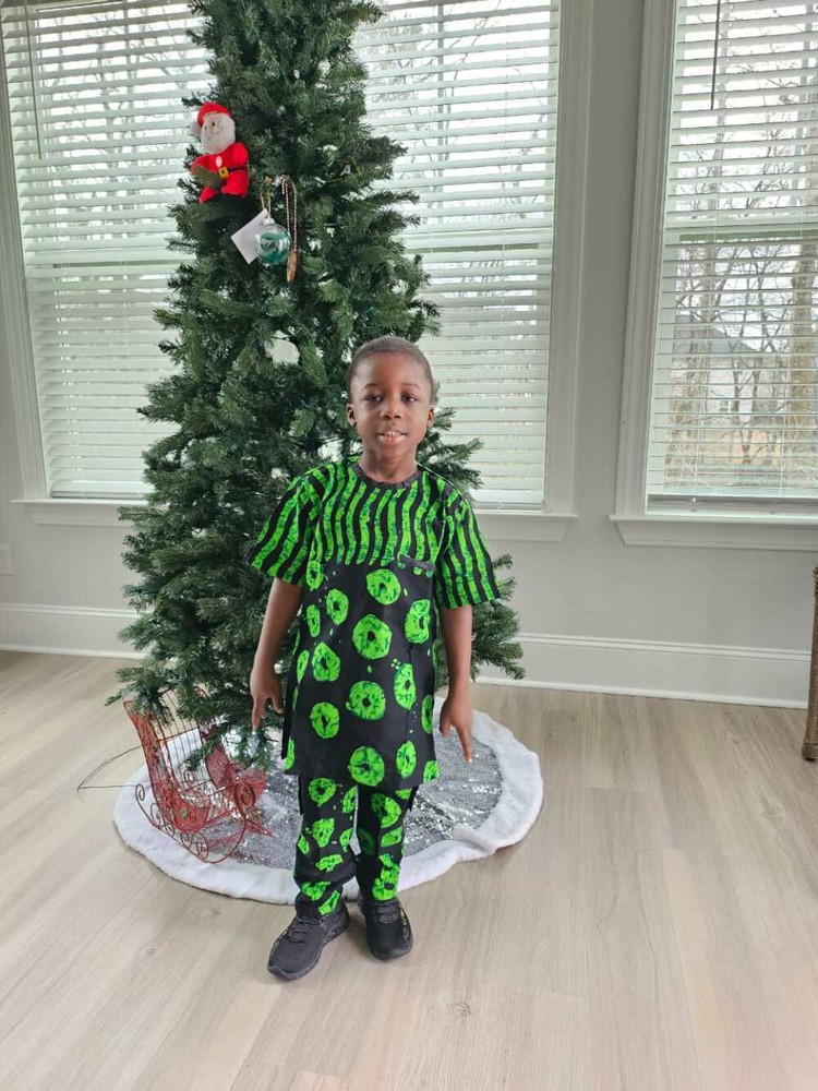Afro Boys Shoulder Button Pant Set