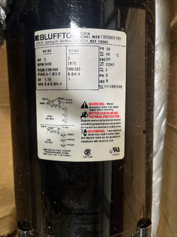 WEBER INC PUMP/MOTOR M10B26-3PHBZ