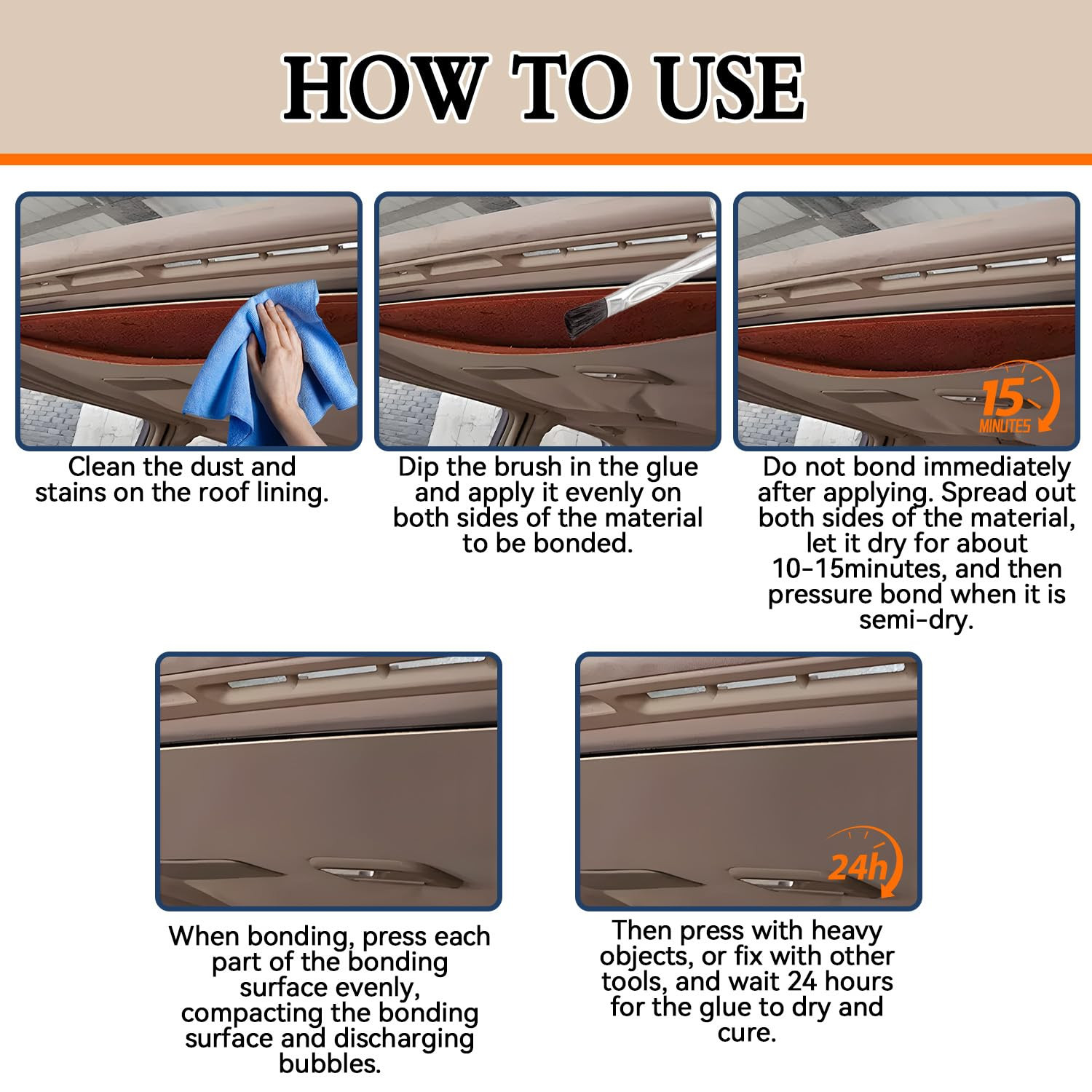 Car Headliner Glue, Upholstery Adhesive, Strong Automotive Interior Glue with Br