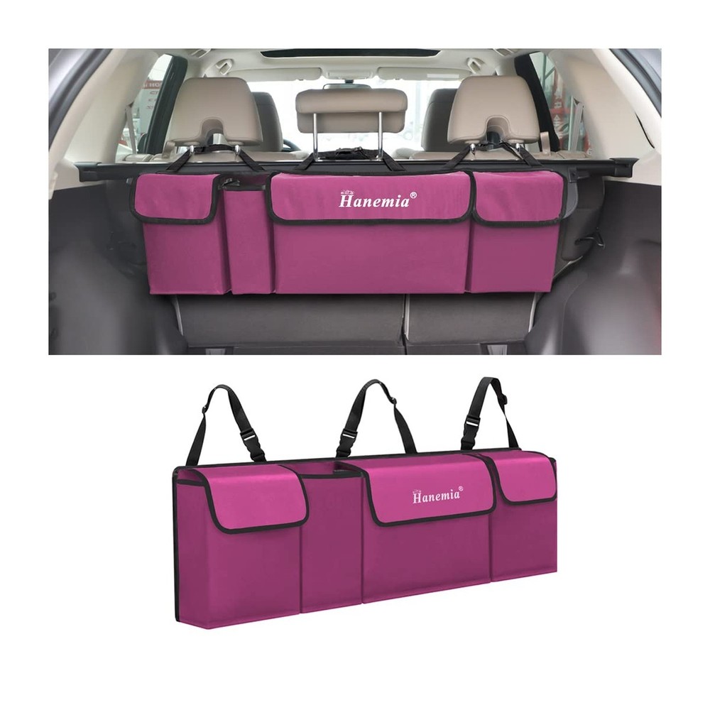 Hanemia Car Trunk Organizer, Backseat Hanging Storage with 4 Large Pockets, C...