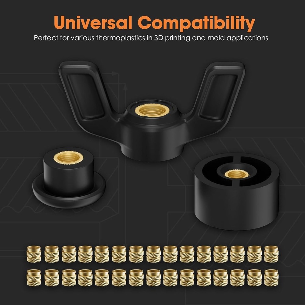 Heat-Set Threaded Inserts, M6 Heat Set Insert for 3D Printing Components and ...