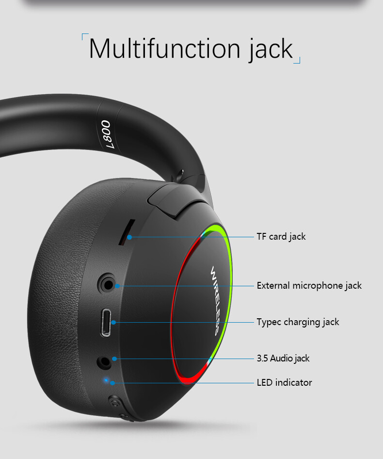 Wireless Bluetooth RGB Headset Mic For Universal iPad Tablet Computer PC Phones