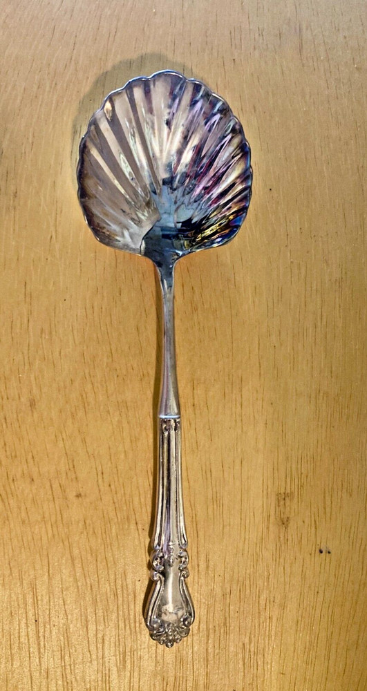 Silver Plated Scallop Shell Serving Spoon Ocean Cottage Core Kitchenalia