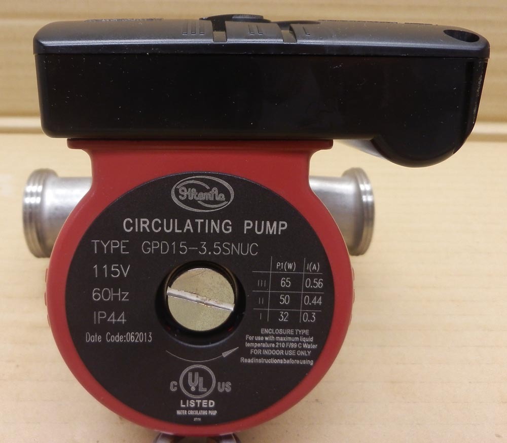 GPD15-3.5SNUC Circulator Pump 115V, MaxFlow 21 GPM, MaxHead 12Ft